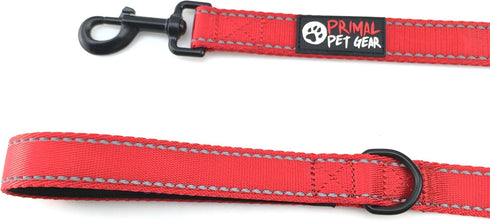 Dog Leash 8ft Long - RED - Traffic Padded Two Handle - Heavy Duty - Double Handles Lead for Control Safety Training - Leashes for Large Dogs or Me...