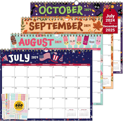 18 Months Academic Landscape 2024 Wall Calendar 2024 July 2024-Dec 2025, 11.5x8in 2024 Calendar Wall, Calendar 2024 Wall Calendar 2024-2025 Calend...