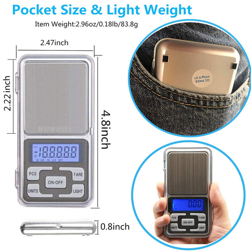 Food Travel Scale Portable Pocket Scale Gram Capacity 500g Degital Kitchen Small Miniature Scale Lab Measuring Scale High Precision...