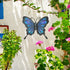 HONGLAND Metal Butterfly Wall Decor Outdoor Indoor Art Sculpture Hanging Glass Decorations Blue for Home Garden Bedroom...