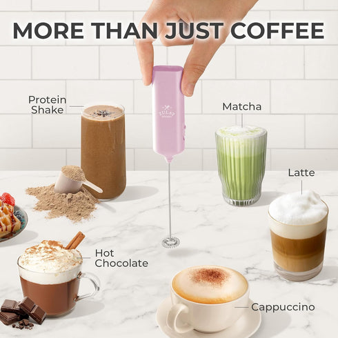 Zulay Kitchen Powerful Mini Milk Frother Handheld - Electric Hand Mixer - Portable Frother Wand for Coffee - Small Drink Blender for Lattes, Cappu...