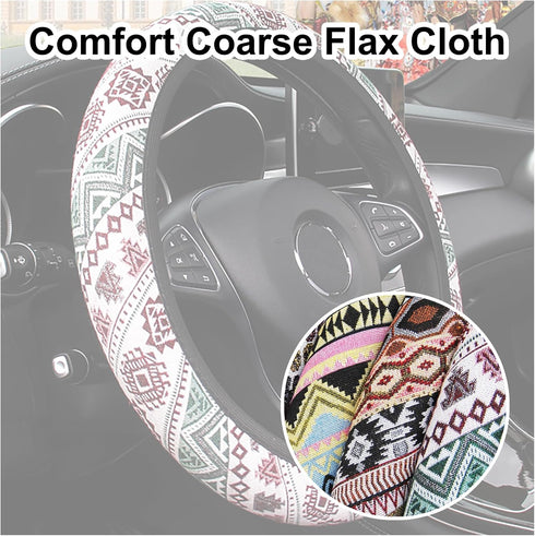 Boho Steering Wheel Cover for Women Men, Baja Blanket Enthic Car SUV Wheel Protector, Elastic Stretch, Breathable, Anti-Slip, Odorless, Universal ...