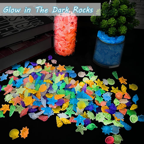 100pc Sea Glow in The Dark Rocks Aquarium Glow Stones Rocks for Fish Tank Glow Pebbles for Fairy Garden,Yard,Bonsai,DIY Crafts,Color...