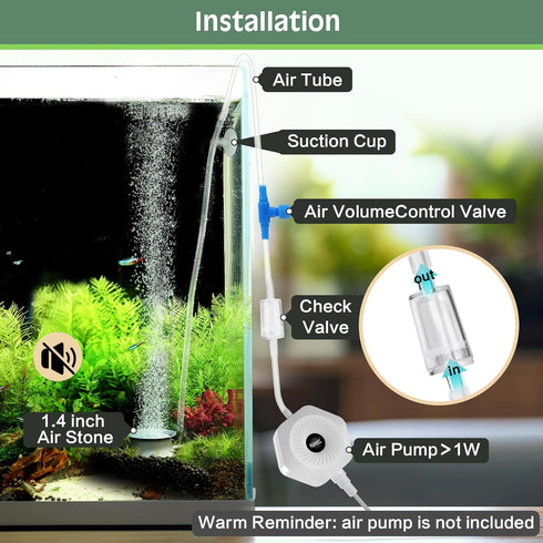 hygger Aquarium Air Stone Kit Small Nano Bubbles Quiet Ultra High Dissolved Oxygen Stone Fish Tank Air Stone Stainless Steel Fish Tank Bubbler Air...