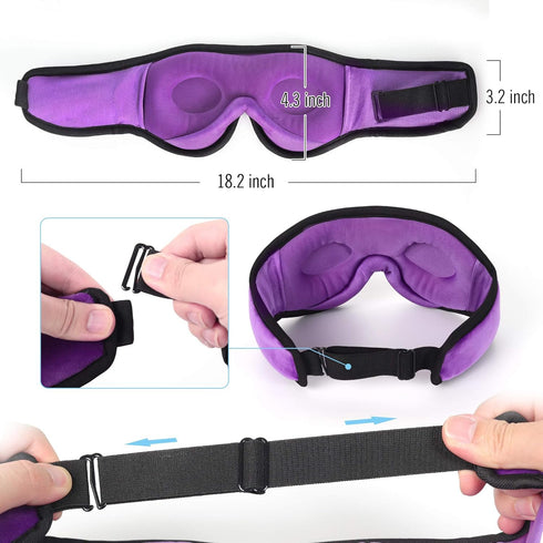 Bluetooth Sleep Mask, Boodlab Sleep Headphones for Side Sleepers, Travel Eye Mask for Sleeping Airplane, Washable Sleep Mask Headphones with Adjus...