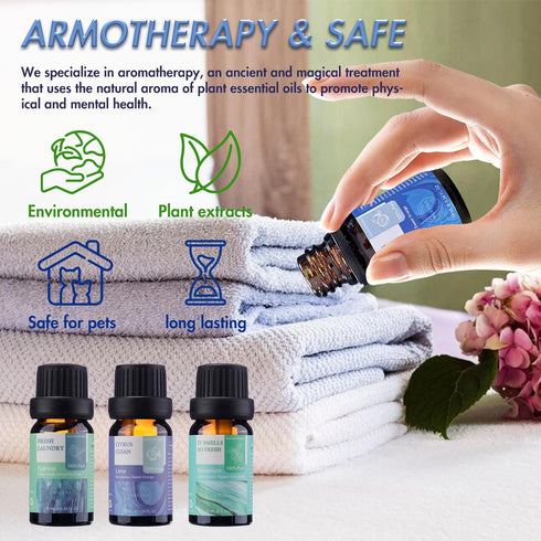 Essential Oils for Laundry - 100% Pure Essential Oils for Diffusers for Home,6x10ml(Clean)- Aromatherapy Oils for Humidifiers,Wool Dryer Balls,Cle...