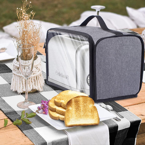 Toaster Cover with Base for 2 Slice Wide Slot, Dust Covers Compatible with Cuisinart 2 Slices, Toaster Bags with Zipper Closure (Cover Only)...