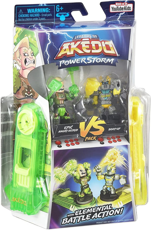 Legends of Akedo Powerstorm Versus Pack 2 Mini Battling Action Figures and 2 Battle Controllers Epic Angry Astrid Versus Boot-Up,Multicolor...