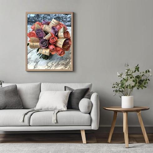 Posterizer 1 pcs-Cute Valentine's day bouquet of roses -2-Romantic Art-Holiday Poster Collection-Gift for Couples boyfriend girlfriend Husband Wif...