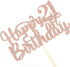 Happy 21st Birthday Cake Topper, 21st Birthday/Anniversary Party Supplies, Cheers to Twenty-one Years Party Decoration - Rose Gold Glitter...