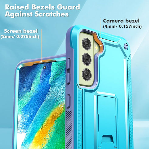 URBANITE for Samsung Galaxy S21 FE 5G Case, Military Grade Rugged Shockproof Protective Cover with Screen Protector and Kickstand (Blue and Purple...