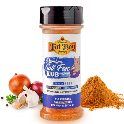 Fat Boy Natural BBQ Premium Salt Free Rub - Perfect for Pork, Chicken, Beef, Seafood and More - Clean Ingredients, No Preservatives, No MSG, Zero ...