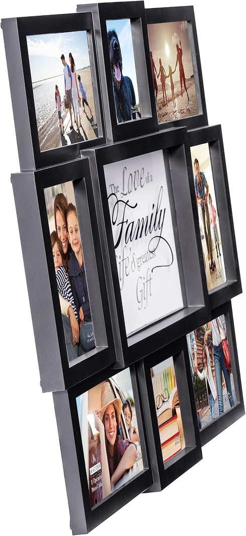 Malden International Designs The Love of a Family Dimensional Collage Black Picture Frame, 8 Option, 6-4x6 & 2-4x4, Black (8308-08)...