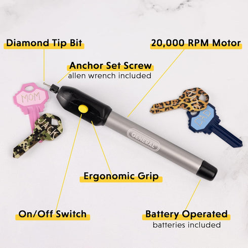 General Tools Cordless Engraving Pen for Metal - Diamond Tip Etching Tool for Engraving Toys, Sporting Goods, & Glass Gifts...