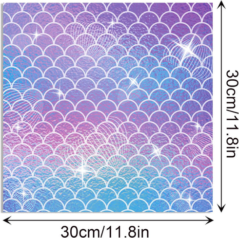 VIVIQUEN 24 Pack Mermaid Pattern Double-Sided Paper, 12-inches Purple Textured Scrapbook Paper Craft Paper Folded Flat for DIY Background Card Mak...