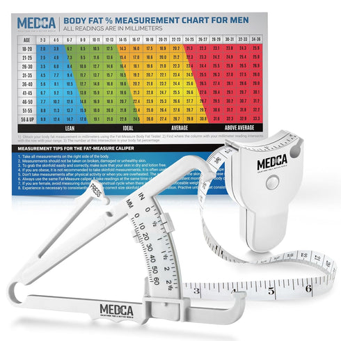 Body Fat Caliper and Measuring Tape for Body - Skinfold Calipers and Body Fat Tape Measure Tool for Accurately Measuring BMI Skin Fold Fitness and...