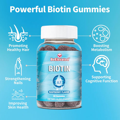 Biotin Gummies - Hair and Nails Strength Growth Vitamins Supplements for Women Health and Beauty - 10000 MCG Skin Chewable Supplement - Raspberry ...