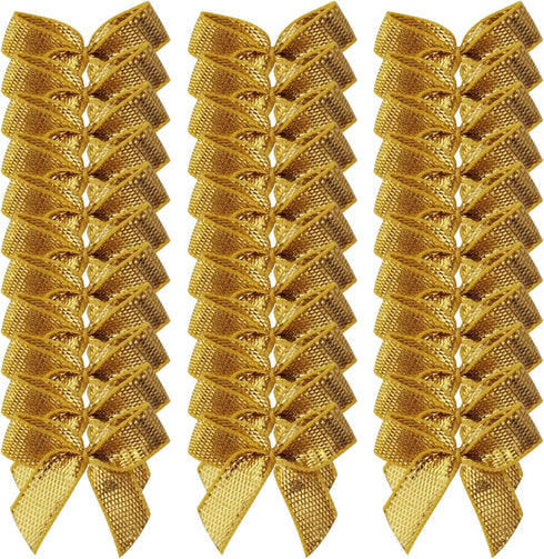 50pcs 1-Inch Mini Ribbon Bows for Crafts Metallic Ribbon Ornaments Mini Christmas Bows Appliques Craft for Sewing,Scrapbook(Gold)...