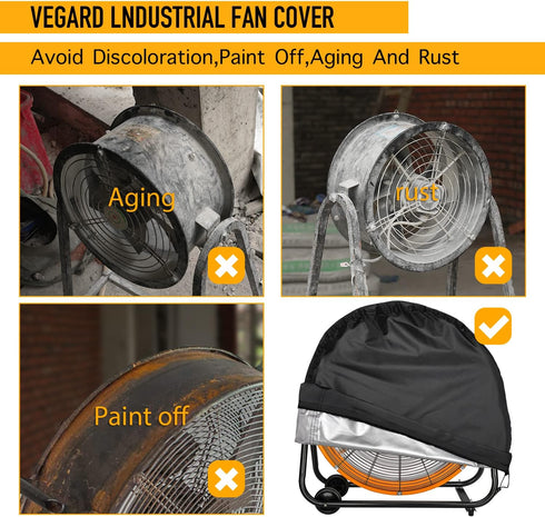VEGARD Industrial Fan Cover,Outdoor Fan Cover, Heavy Duty Waterproof&Dustproof Cover for 24" High Velocity Floor Fan, Drum Fan, High Speed Blower,...