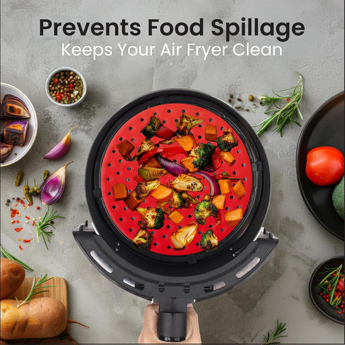 Reusable Air Fryer Liners 3 Pack for 5-7QT Fryers - 8" Round Silicone Air Fryer Liners - Easy to Clean Air Fryer Accessories - Non-Stick Parchment...