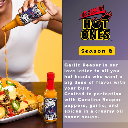 Torchbearer Sauces Garlic Reaper Sauce, 5 oz Garlic & Carolina Reaper Hot Sauce, Heat Level 9 - Featured on Hot Ones - All Natural, Extract-Free, ...