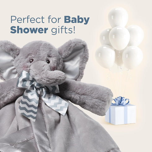 Bearington Baby Lil' Spout Snuggler, 15 Inch Gray Elephant Plush Stuffed Animal Security Blanket Lovey for Babies...