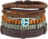 MILAKOO 26Pcs Black&Brown Braided Leather Bracelet for Men Women Cuff Beaded Bracelet Adjustable...