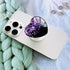 Expandiing Moblile Cell Phone Grip Heart Shape Glass Holder for Smartphones, Cellphone Collapsible Stand? Black Purple...