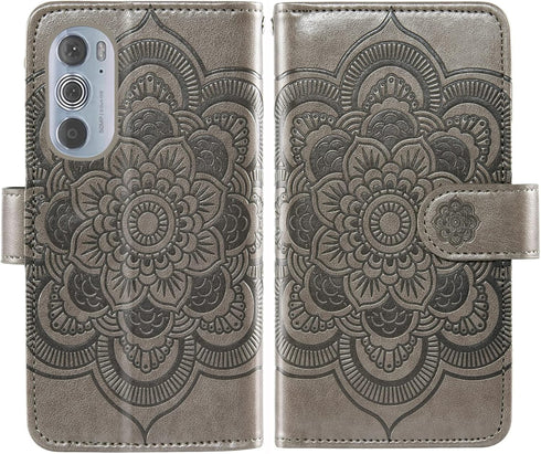 Asuwish Phone Case for Motorola Edge+ Plus 2022/Edge X30/30 Pro Wallet Cover with Tempered Glass Screen Protector and Flower Leather Flip Card Hol...