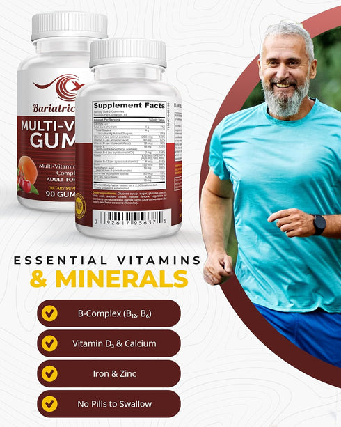 Bariatric Expert Multivitamin Gummies – Fast-Melting Dietary Supplement for Adults Post-Gastric Sleeve and Bypass, Nutritionist Recommended, 90 Co...