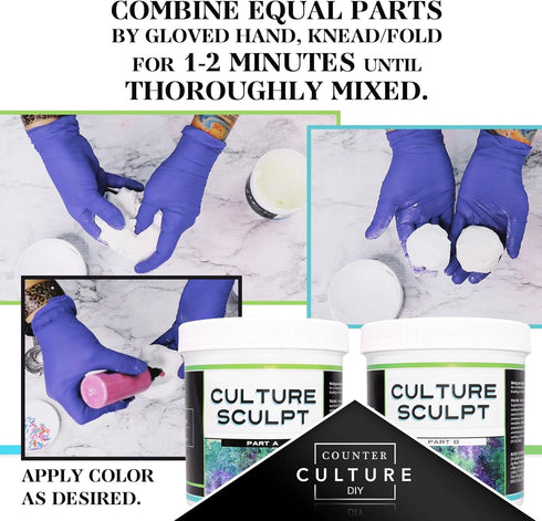 Counter Culture DIY Culture Sculpt 2 Part Modeling Compound, 4 oz Total, VOC Free Artist Clay for Crafting, No Baking Required...