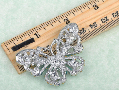 ALILANG Deep Aqua Blue Sapphire Crystal Rhinestone Fairytale Butterfly Insect Brooch Pin...