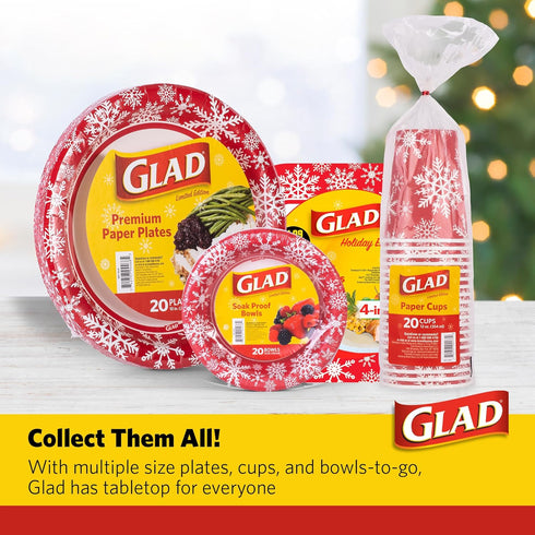 Glad Disposable Aluminum All-Purpose Pans in Red & White Snowflake Holiday Pattern, 2ct with Lids | Printed Durable Foil Steam Pans | 12.5 x 10.2 ...