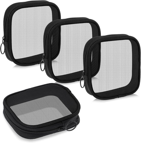 Mesh Makeup Bag 4Pcs Mesh Travel Organizer Bags Black Mesh Cosmetic Bags with Zipper Mini Portable Mesh Pouch for Purse Makeup Accessories...