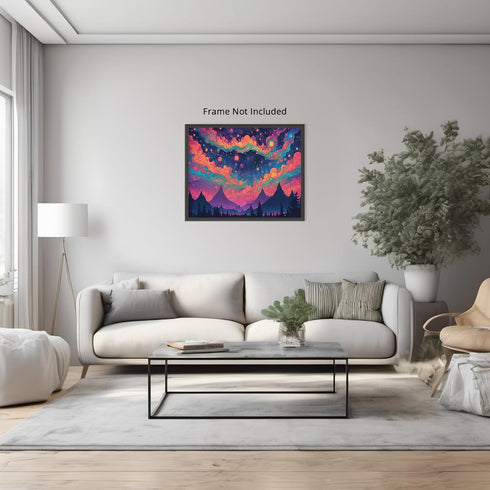 Posterizer 1 pcs- psychedelic funky hippie colorful landscape 2-Abstract & Modern Art-Fantasy & Fiction Art- Living Room Bedroom Decor- unframed w...