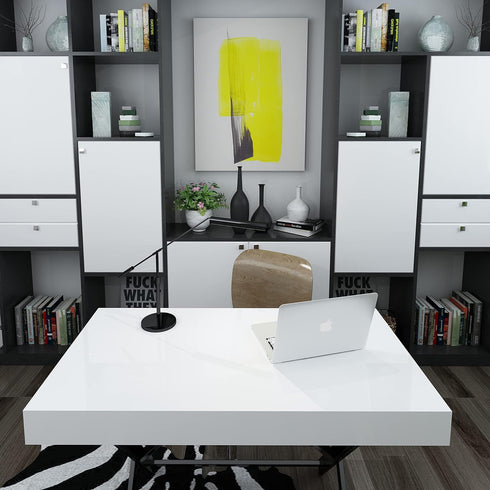 Glossy White Wallpaper peel and Stick Wallpaper Shiny Self Adhesive Removable Wallpaper,15.8" X 197"Waterproof Countertop Paper White Contact Pape...
