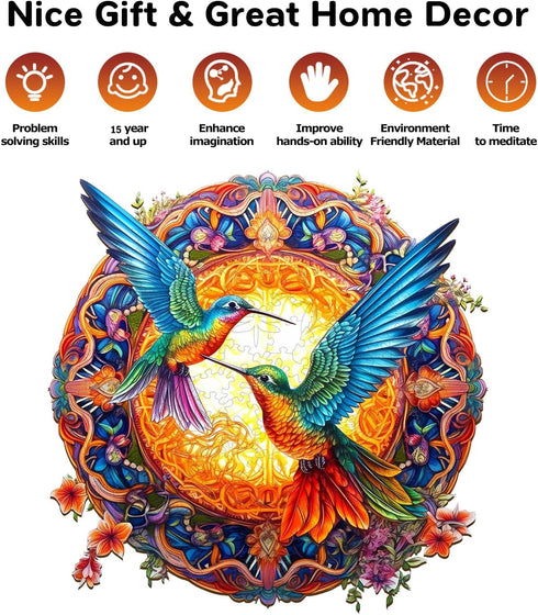 Wooden Puzzles for Adults, Hummingbird Wooden Jigsaw Puzzles, Unique Animal Shape Puzzles, Christmas Thanksgiving Gifts for Family Friend(S-7.9 * ...
