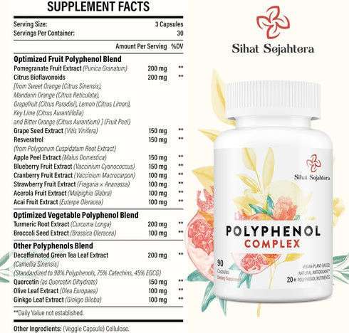 67,500 MG Polyphenols Supplement - Powerful Antioxidants & Polyphenol for Age Defense, Polyphenol Superfood, Quercetin, Resveratrol, Green Tea, Pl...