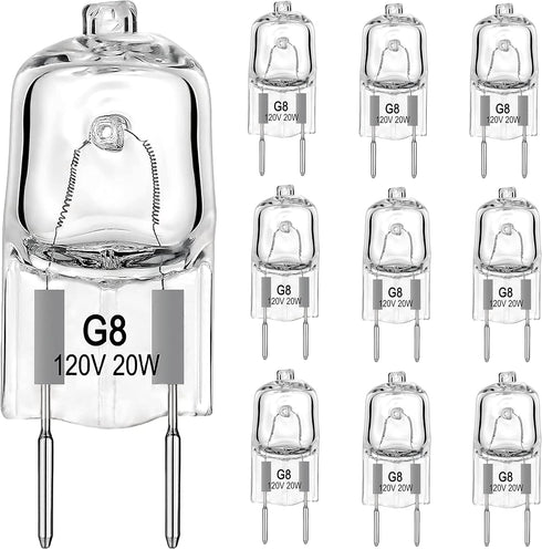 G8 Halogen Light Bulbs 2 pin - G8 Base 20 Watt Light Bulb 120V Dimmable Warm White 2700K - T4 JCD Type Under Cabinet Lighting Bi-Pin Puck Light Bu...