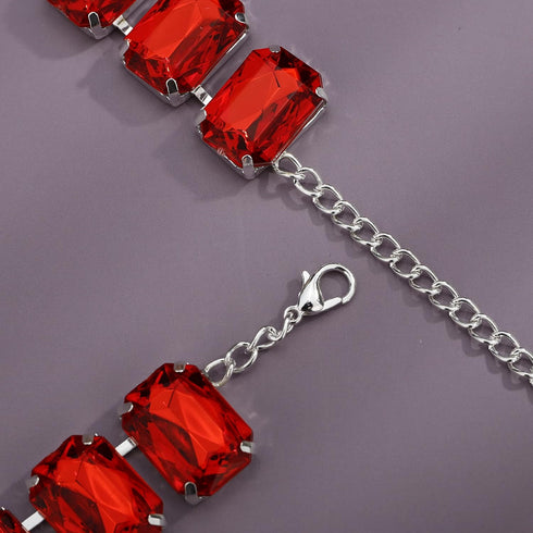 YERTTER Elegant Full Clorful Rhinestone Chunky Chain Luxury Rhinestone Collar Statement Clavicle Choker Necklace Adjustable for Party Music Bar Wo...