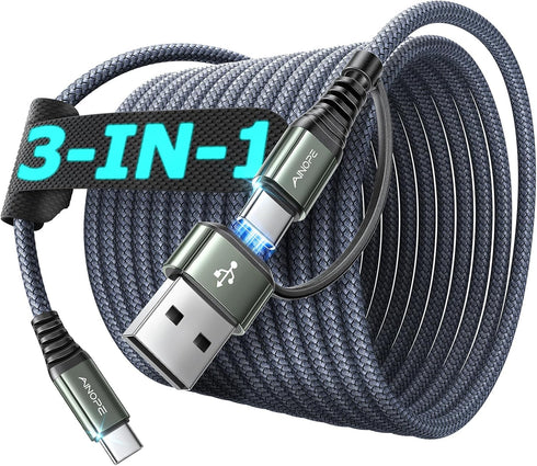AINOPE USB C Cable 10FT,2 Pack USB C to USB C Cable New Nylon Braided USB C Charger Cable Fast Charging Cable for iPhone 15 Pro Max Plus, iPad Pro...