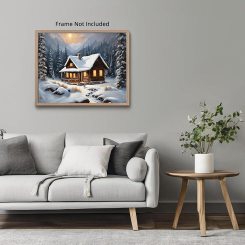 Posterizer 1 pcs-old farm house in snowy winter nature-in oil painting style-8-Landscape & Nature Art-Living Room Bedroom Decor- unframed wall art...