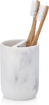 Essentra Home White Marble Toothbrush Holder | Small Toothbrush & Toothpaste Organizer | Blanc Collection...