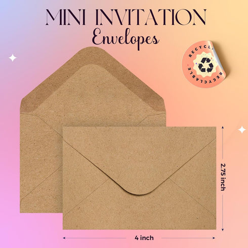 ACSTEP 50PACK Brown Gift Card Envelopes Credit Card Size Mini Envelopes Kraft Tiny Pocket Envelopes For Business Card, Small Note Cards 4X2.75 Inc...