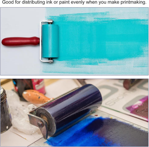 PATIKIL 3.5 Inch Rubber Roller Brayer, Anti Skid Hard Rubber Roller Tools for Wallpaper Art Craft Printing Printmaking Ink Stamping Tape Construct...