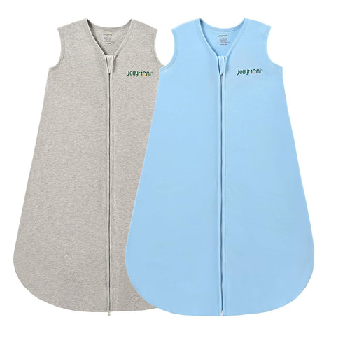 JELLYMONI Baby Sleep Sack 6-12 Months 100% Cotton Wearable Blanket, 0.5 TOG Soft Lightweight Toddler Sleeping Sack 2 Pack 2-Way Zipper Newborn Sle...