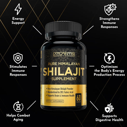 Shilajit Supplement - Pure Himalayan Authentic Shilaijt Resin Capsules Formulated with 20% Fulvic Acid - 10:1 Extract 10,000mg Extra Strength - Ma...