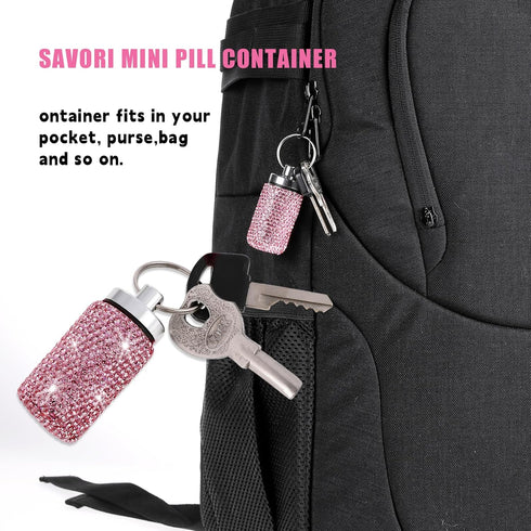 Pill Organizer Stainless Steel Waterproof Pill Holder Box Bling Small Medicine Case Dispenser Bottle Travel Portable Jewelry Ring Holder Keychain ...