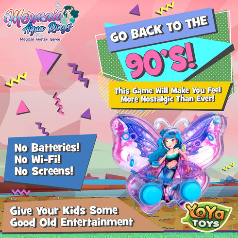 YoYa Toys Mermaid Butterfly Ring Toss Handheld Game - Games for Kids Handheld with Underwater Princess, Classic-Style Retro Game, Portable & Trave...