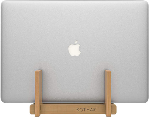 Kothar Wooden Vertical Laptop Stand for Desk, Vertical Laptop Holder, Bamboo, Desktop Dock for Apple MacBook, Microsoft Surface, iPad, Tablets and...